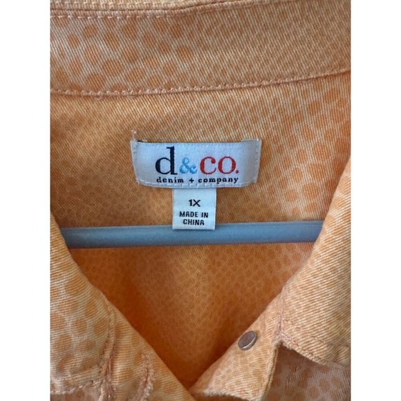 Denim & Co Jean Jacket Peach Leopard Print Size 1x QVC - Picture 4 of 4